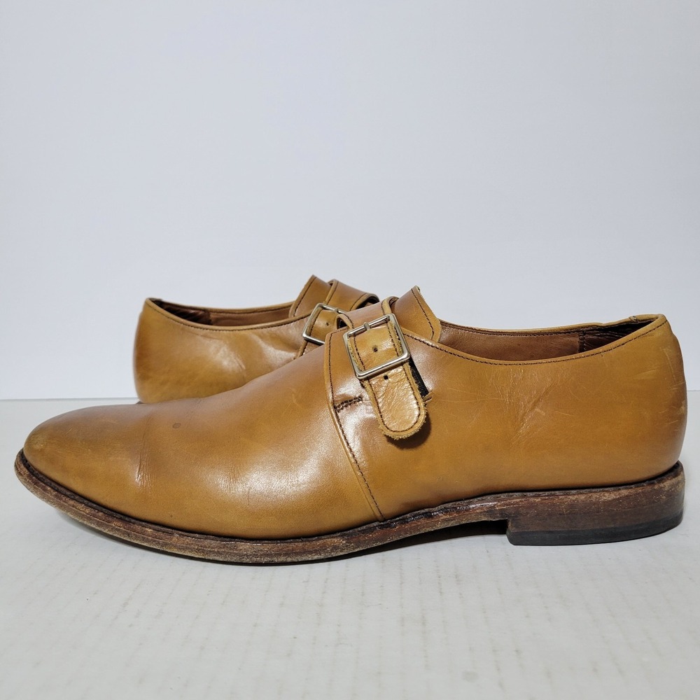 Men's Allen Edmonds PLYMOUTH Single Monk Strap Shoes Size 12 D Walnut USA Brown